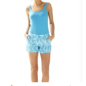 Lilly Pulitzer Joe Fresh Blue White The Callahan Shorts Chino Low Rise Womens 00